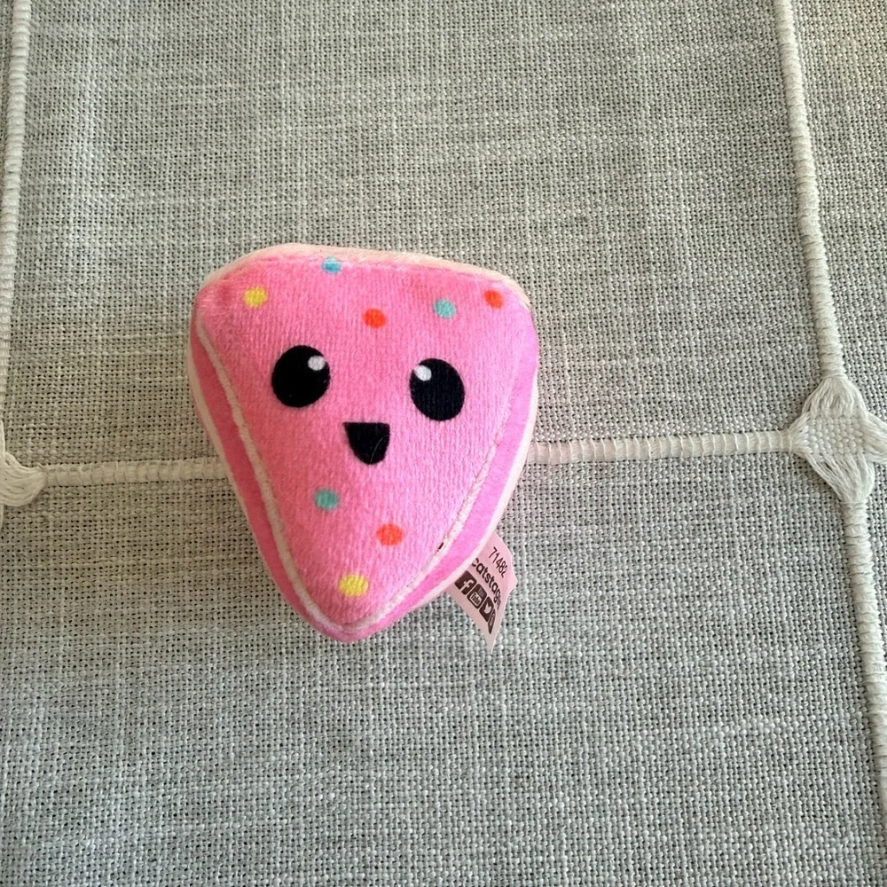 Cute Pink cake piece with catnip Plush Toy